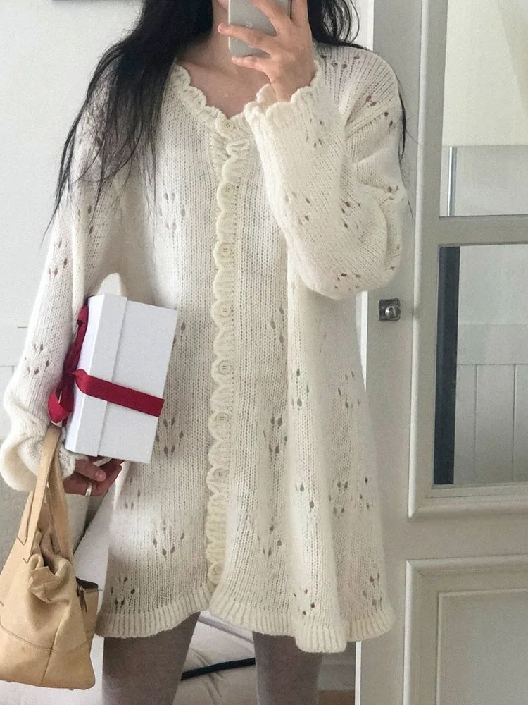 Chic Cloud round Ne Single Button Long Sve Knitted Dr Women's Sweet Youthful Hollow out Embroidery Spring Dr
Chic Cloud round Ne Single Button Long Sve Knitted Dr Women's Sweet Youthful Hollow out Embroidery Spring Dr