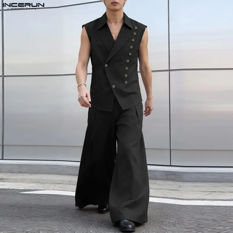 INCERUN Men's Sets Solid Lapel Sleeveless Blazer Wide Leg Pants Two Piece Sets Streetwear 2026 Men Matching Sets Tracksuits Man
INCERUN Men's Sets Solid Lapel Sleeveless Blazer Wide Leg Pants Two Piece Sets Streetwear 2026 Men Matching Sets Tracksuits Man