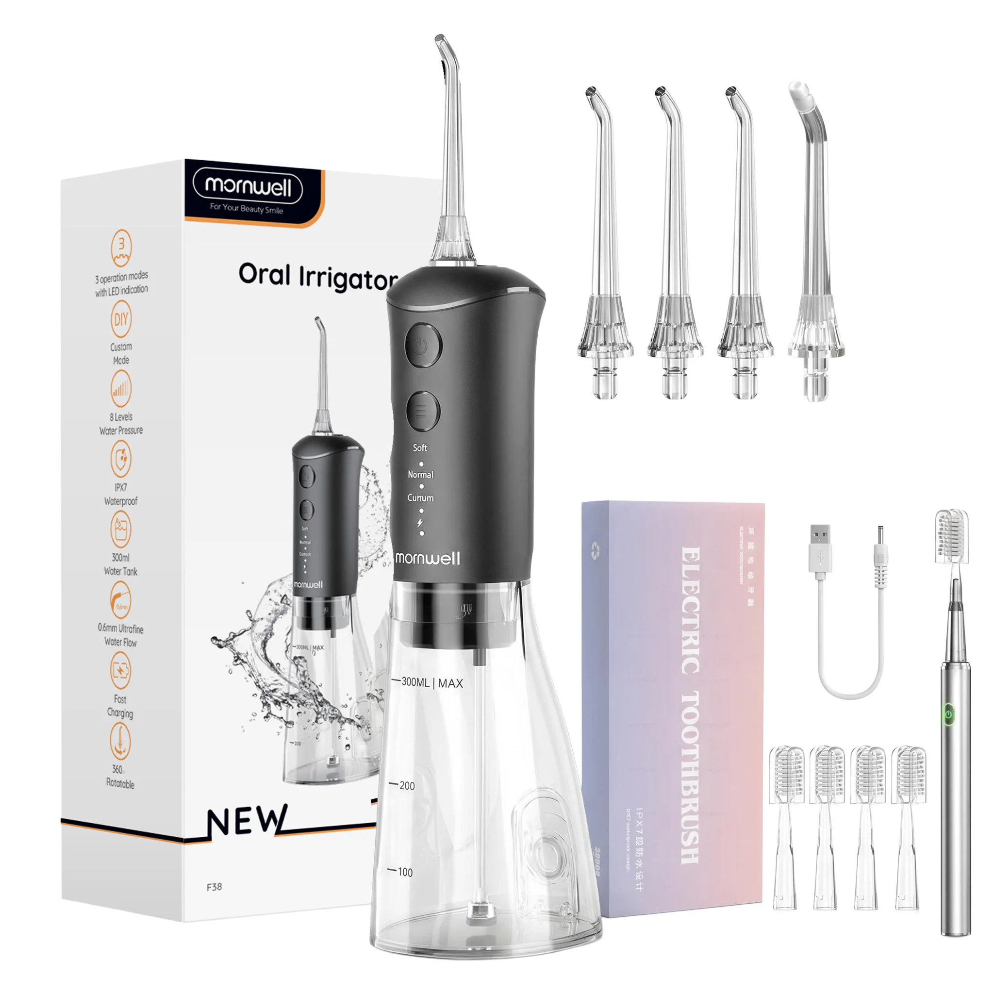 Water Flosser and Electric Toothbrush Combo, Rechargeable Oral Irrigator Kit for Deep Teeth Cleaning, Fresh Breath Care
Water Flosser and Electric Toothbrush Combo, Rechargeable Oral Irrigator Kit for Deep Teeth Cleaning, Fresh Breath Care