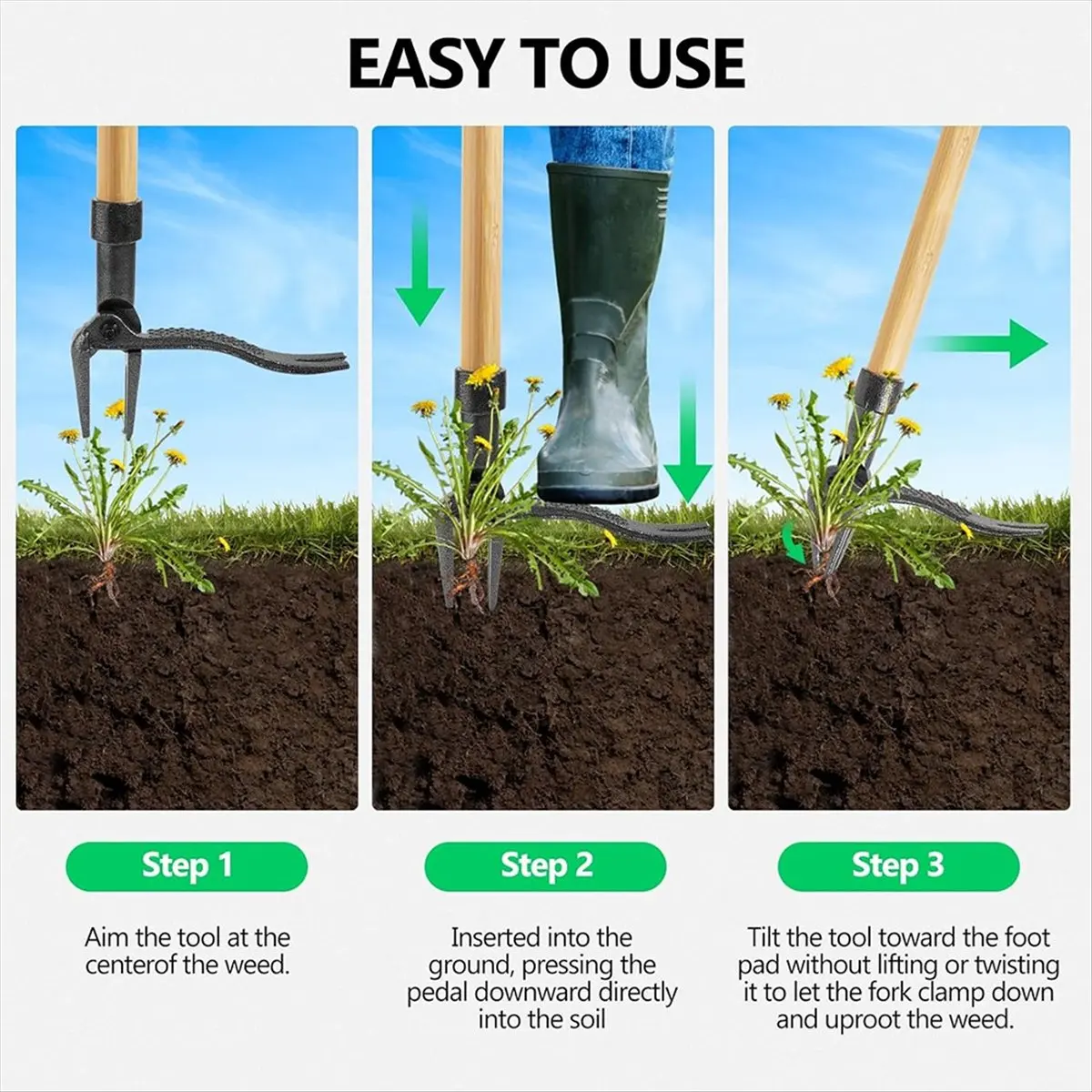 ABPP 46 Inch Weed Puller Tool with Long Handle, Bamboo Grip & 4 Claw Steel Head, 3-Section Design for Stand Up Gardening Tool
ABPP 46 Inch Weed Puller Tool with Long Handle, Bamboo Grip & 4 Claw Steel Head, 3-Section Design for Stand Up Gardening Tool