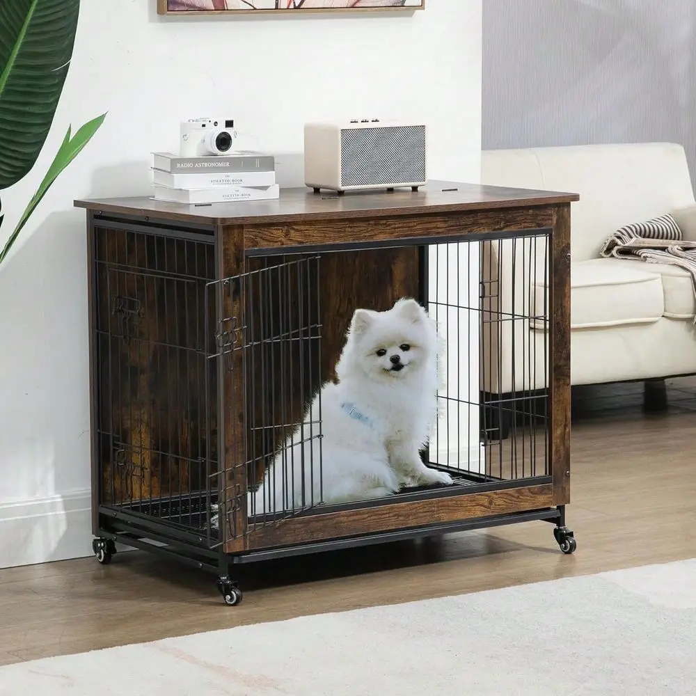 Pet Dog Crate Furniture With 2 Doors, Small Dog Crates With Wheels, Heavy Duty Wooden Kennel Furniture, End Table Dog Cage, 26.
Pet Dog Crate Furniture With 2 Doors, Small Dog Crates With Wheels, Heavy Duty Wooden Kennel Furniture, End Table Dog Cage, 26.