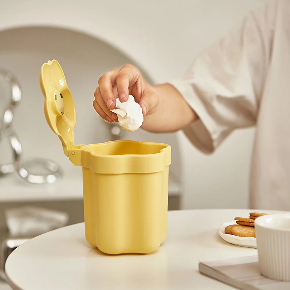 Small Desktop Garbage Can Flower Shaped Trash Bin Yellow Bedside Simple Smooth Safe Easy Clean Reusable Lid Kitchen Living Room
Small Desktop Garbage Can Flower Shaped Trash Bin Yellow Bedside Simple Smooth Safe Easy Clean Reusable Lid Kitchen Living Room