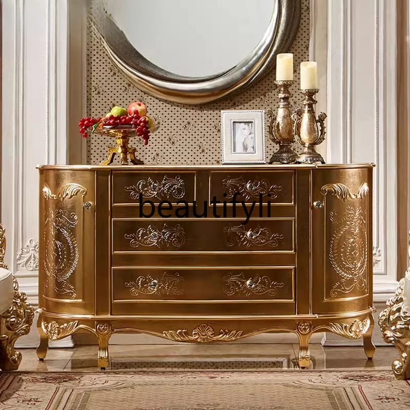 European-style entrance cabinet French retro living room dining room side cabinet champagne gold, light luxury locker
European-style entrance cabinet French retro living room dining room side cabinet champagne gold, light luxury locker