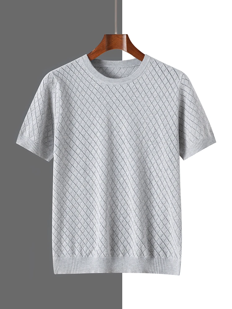 New Summer 100% Pure Cotton Round Neck Short Sleeved T-shirt for Men's Hollow Out Casual Fashion Basic T-shirt Male Top
New Summer 100% Pure Cotton Round Neck Short Sleeved T-shirt for Men's Hollow Out Casual Fashion Basic T-shirt Male Top