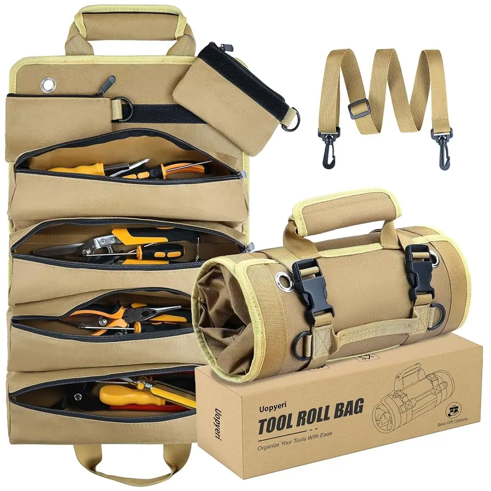 Roll Up Tool Bag, Heavy Duty Tool Organizer With 2 Detachable Zipper Pouches, Compact Durable Tool Storage For Men Women,
Roll Up Tool Bag, Heavy Duty Tool Organizer With 2 Detachable Zipper Pouches, Compact Durable Tool Storage For Men Women,