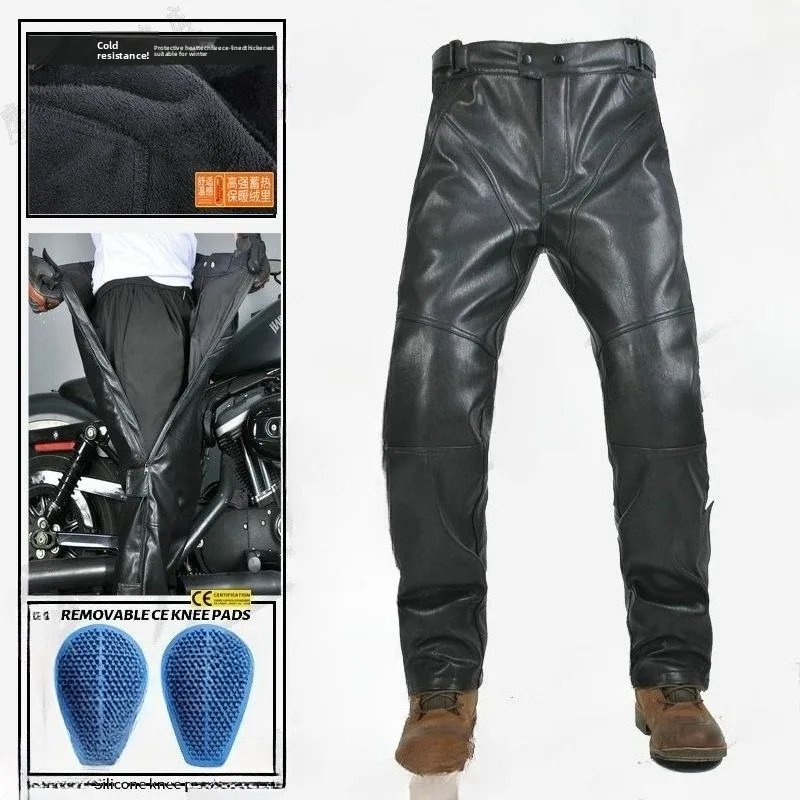 Winter Warm Windproof Waterproof PU Leather Motorcycle Pants with Velvet Lining for Outdoor Ski motorcycle pants
Winter Warm Windproof Waterproof PU Leather Motorcycle Pants with Velvet Lining for Outdoor Ski motorcycle pants