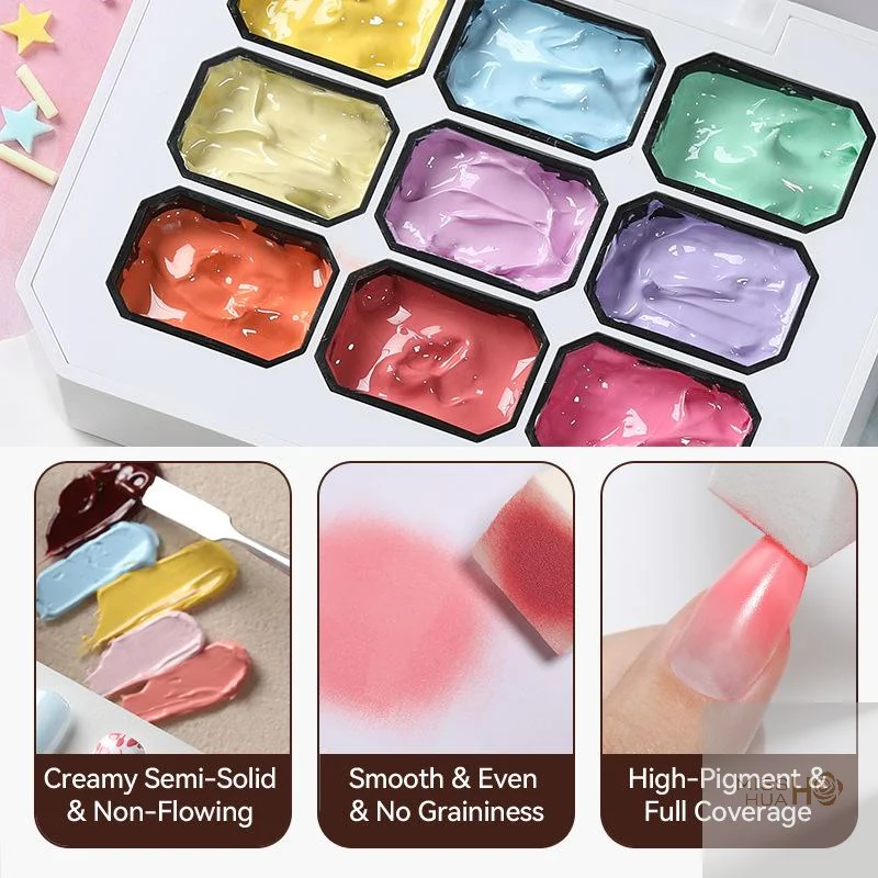 HUA 9 цветов градиентная палитра гель для рисования с 50/100 шт. мини-набором губок французский гель-лак с эффектом омбре для пигментированного маникюра
HUA 9 цветов градиентная палитра гель для рисования с 50/100 шт. мини-набором губок французский гель-лак с эффектом омбре для пигментированного маникюра