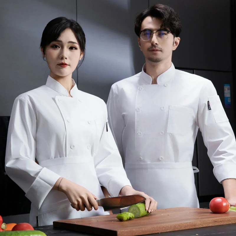 Оптовая продажа: Новая двубортная куртка шеф-повара чисто белого цвета, осенне-зимняя, с длинным рукавом, из полиэстера и хлопка, для ресторанов и кухонь.
Оптовая продажа: Новая двубортная куртка шеф-повара чисто белого цвета, осенне-зимняя, с длинным рукавом, из полиэстера и хлопка, для ресторанов и кухонь.