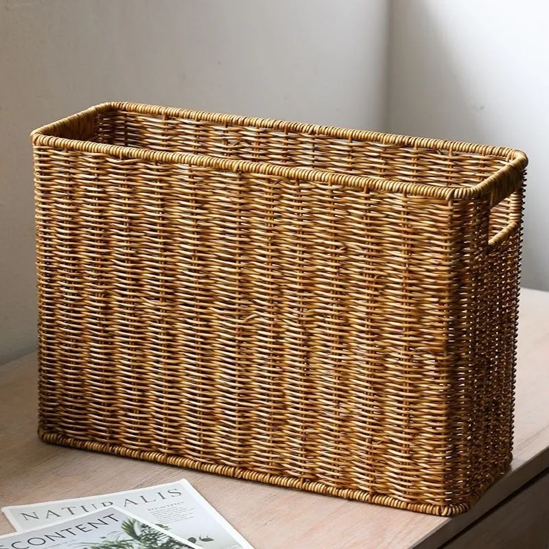 Rectangular Imitation Rattan Woven Basket Household Corner Storage Bin Magazine Holder Side Table Organizing Container
Rectangular Imitation Rattan Woven Basket Household Corner Storage Bin Magazine Holder Side Table Organizing Container