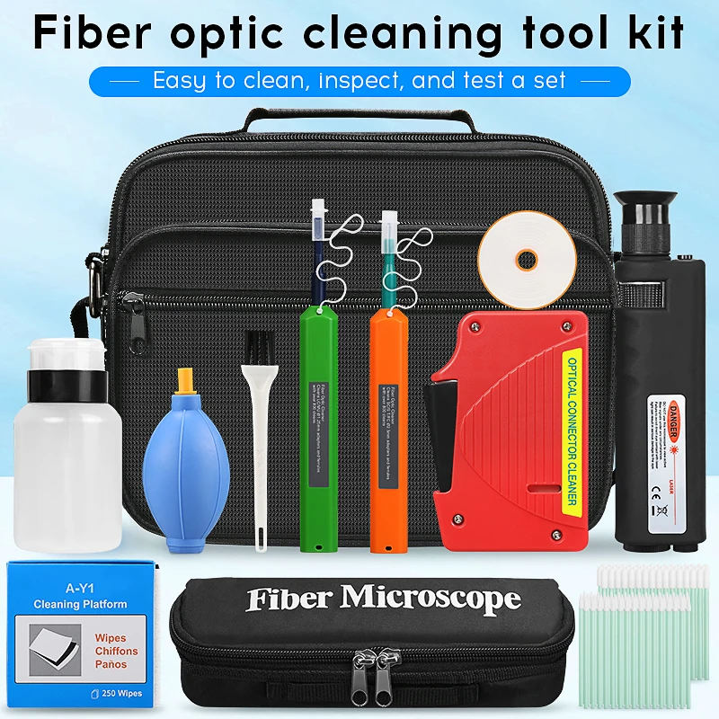 Optical Fiber Cleaning Tools Fiber Optic Cleaner Tool Kit Fiber Optic 400X Magnifying Glass Cleaning Box 1.25/2.5MM Cleaning Pen
Optical Fiber Cleaning Tools Fiber Optic Cleaner Tool Kit Fiber Optic 400X Magnifying Glass Cleaning Box 1.25/2.5MM Cleaning Pen