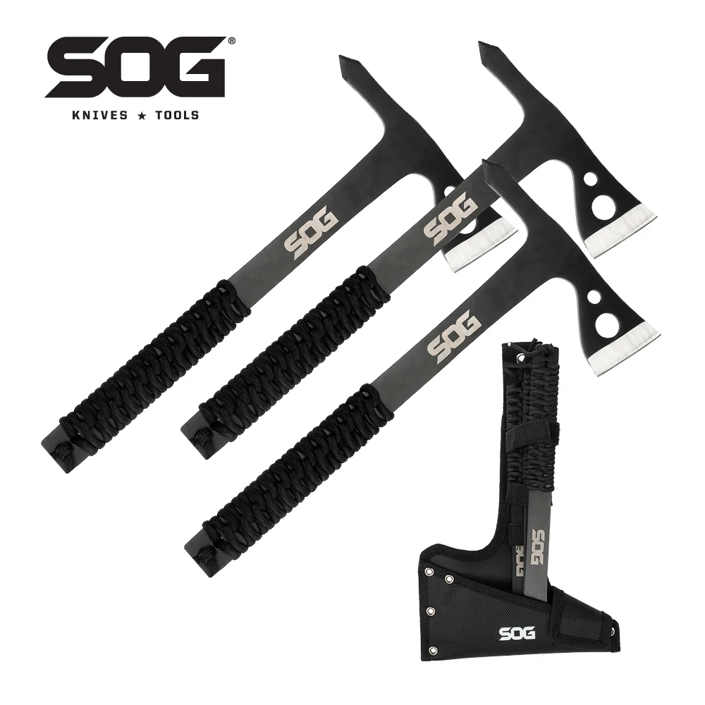 SOG Multi-purpose Outdoor Survival Axes - 3 Pack One Piece Steel Axe with Case, Small Hand Tools Hatchet for Camping (TH1001-CP) 
SOG Multi-purpose Outdoor Survival Axes - 3 Pack One Piece Steel Axe with Case, Small Hand Tools Hatchet for Camping (TH1001-CP)