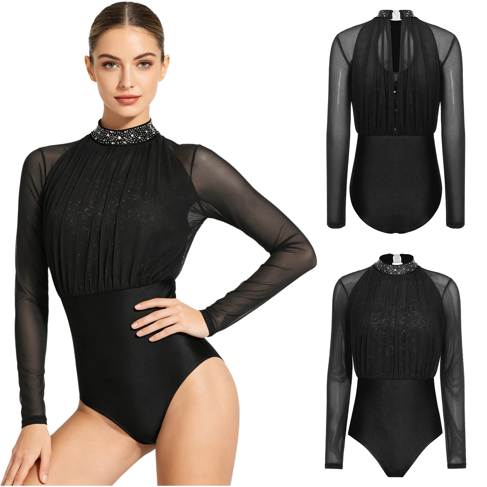 Long Sleeve Rhinestone Ballet Jazz Dance Leotard for Women Mesh Overlay Sequined Gymnastics Bodysuit Elegant Modern Dancewear
Long Sleeve Rhinestone Ballet Jazz Dance Leotard for Women Mesh Overlay Sequined Gymnastics Bodysuit Elegant Modern Dancewear