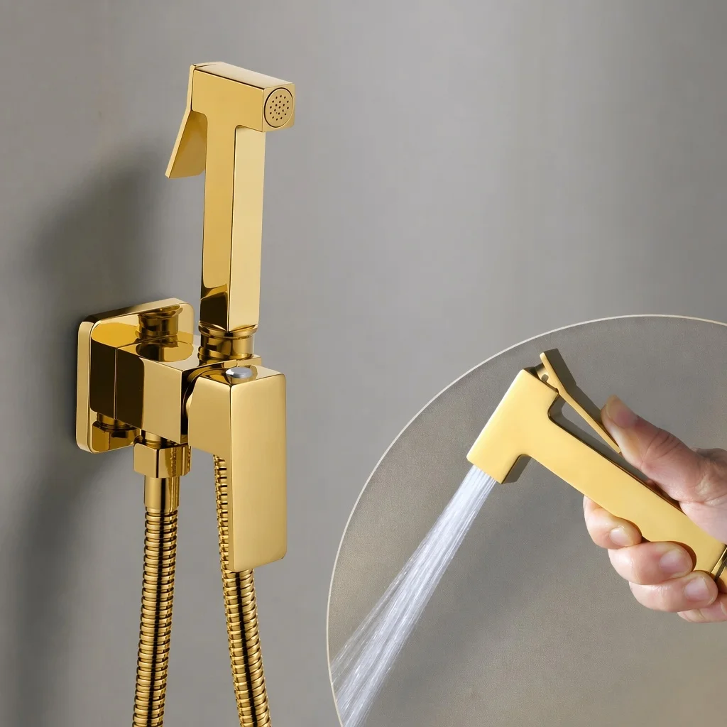 Gold Bidet Faucet Wall mounted Toilet spray Bathroom Shower Tap Cold and Hot Mixer Handheld Spray Gun Wash Basin Crane
Gold Bidet Faucet Wall mounted Toilet spray Bathroom Shower Tap Cold and Hot Mixer Handheld Spray Gun Wash Basin Crane