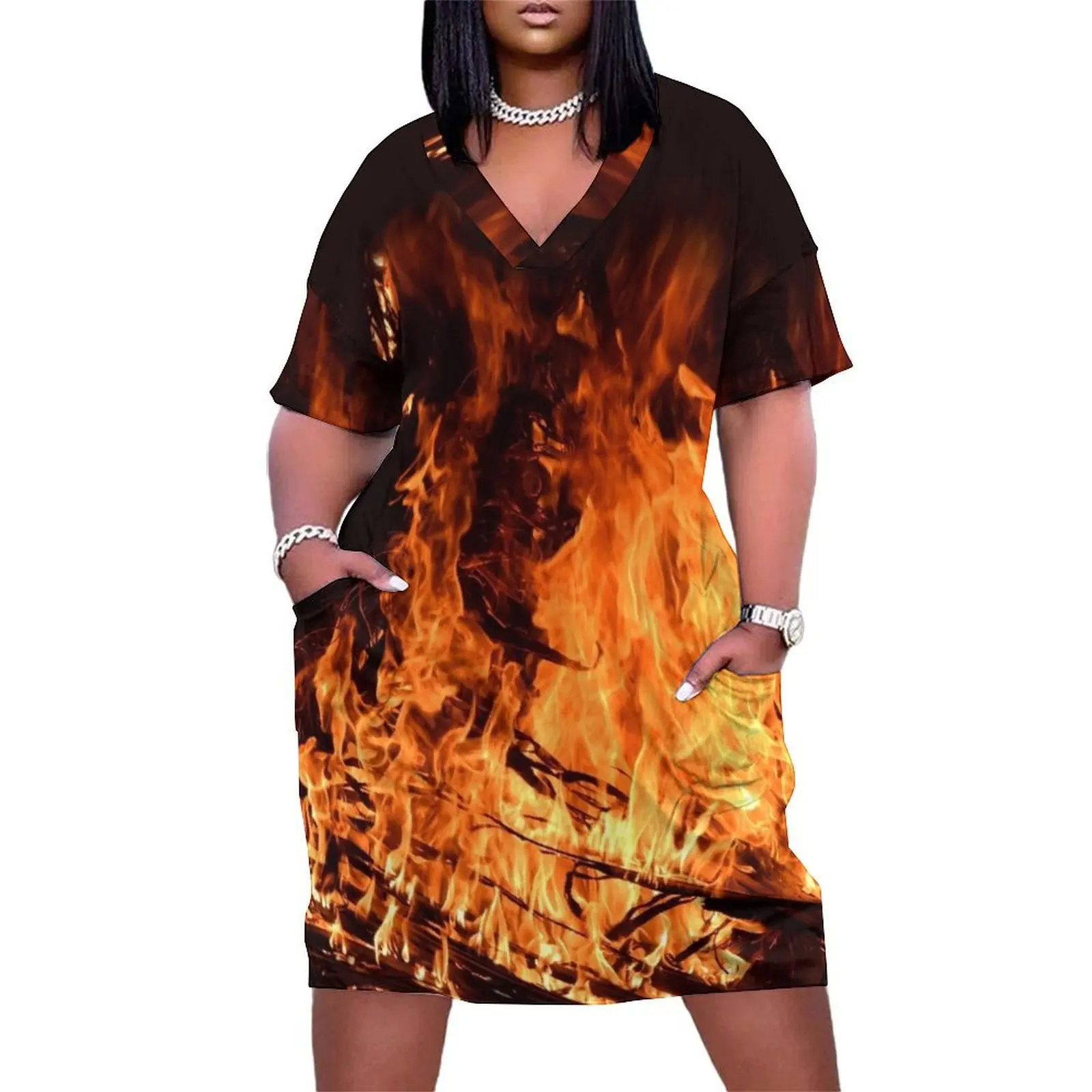 Fire, flames at night, campfire Loose Pocket Dress Casual dresses elegant dresses for women Woman's evening dress
Fire, flames at night, campfire Loose Pocket Dress Casual dresses elegant dresses for women Woman's evening dress