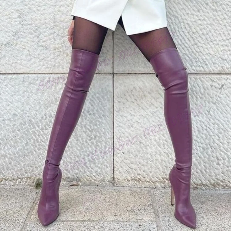 Purple Elastic Over The Knee Boots Pointed Toe Shoes for Women Matte Leather Thin High Heels Sexy Shoes 2025 Zapatos Para Mujere
Purple Elastic Over The Knee Boots Pointed Toe Shoes for Women Matte Leather Thin High Heels Sexy Shoes 2025 Zapatos Para Mujere