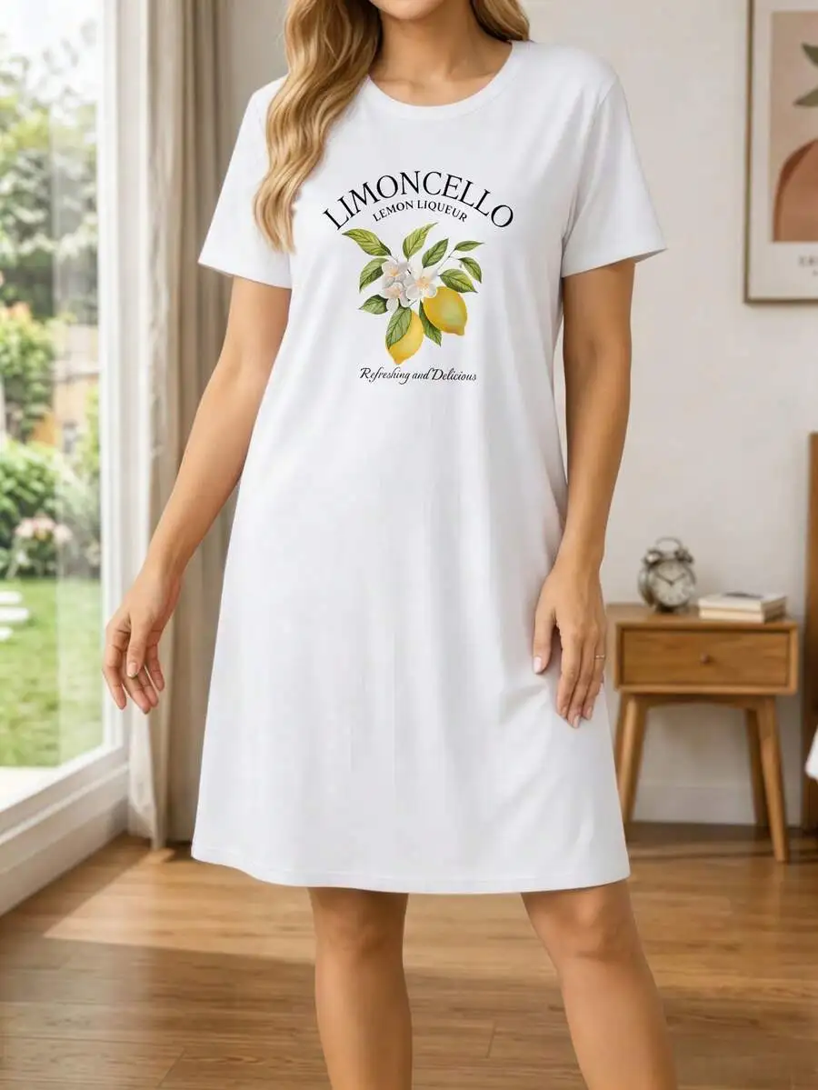 White Limoncello Lemon Floral Sleep Dress Casual Oversized Nightshirt For Women Summer Home Wear
White Limoncello Lemon Floral Sleep Dress Casual Oversized Nightshirt For Women Summer Home Wear