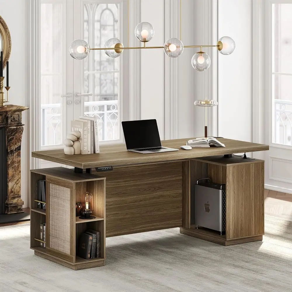 Большой электрический регулируемый по высоте стол из натурального дуба с местом для хранения, портами AC/USB и панелью для защиты от посторонних глаз для дома или офиса
Большой электрический регулируемый по высоте стол из натурального дуба с местом для хранения, портами AC/USB и панелью для защиты от посторонних глаз для дома или офиса