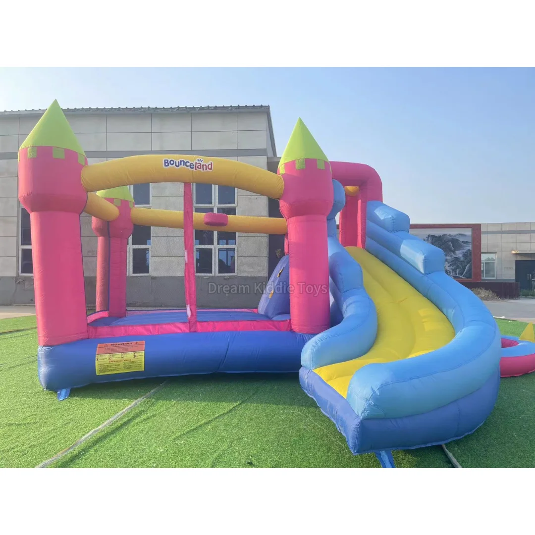 New model commercial inflatable bounce house including a slide and an inflatable pool.
New model commercial inflatable bounce house including a slide and an inflatable pool.