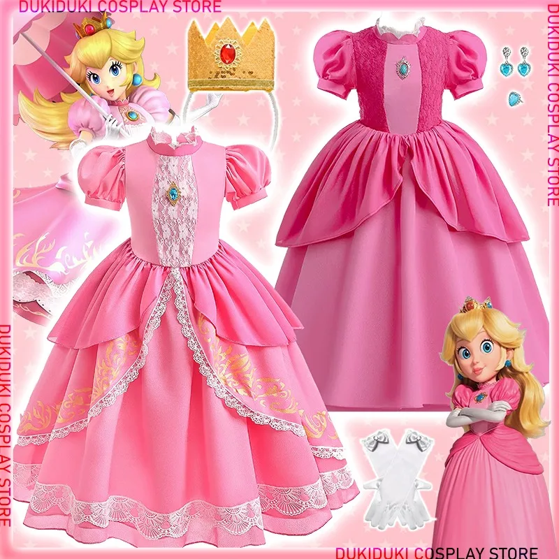 Peach Princess Costume Dresses Bubble Sleeve Cosplay For Girls Party Gown Cartoon movie costume Halloween Carnival Birthday Gift
Peach Princess Costume Dresses Bubble Sleeve Cosplay For Girls Party Gown Cartoon movie costume Halloween Carnival Birthday Gift