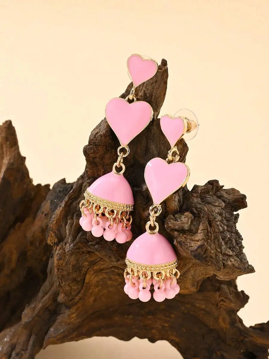Pink Heart Drop Earrings Bohemian Style Fashion Jewelry For Women
Pink Heart Drop Earrings Bohemian Style Fashion Jewelry For Women
