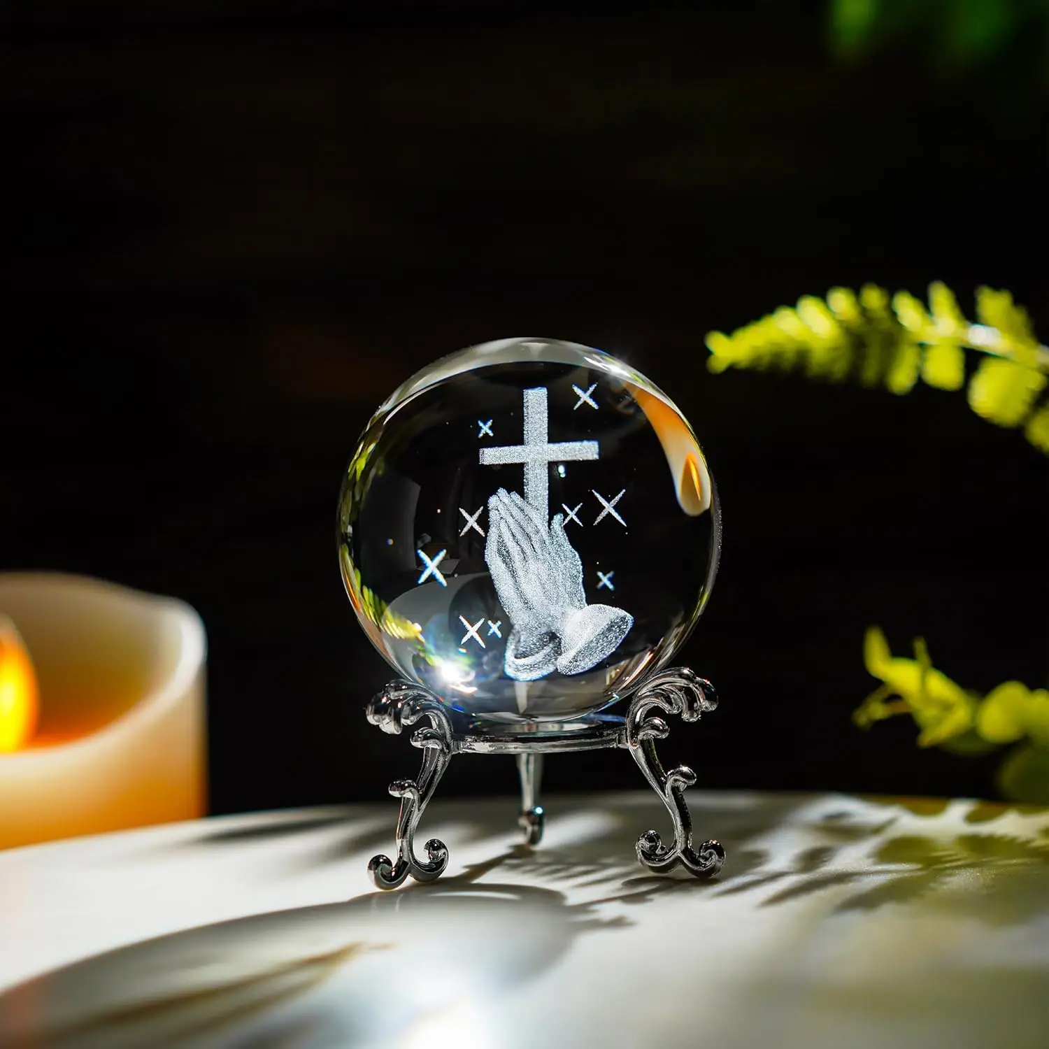 60mm Hand Holding Cross Crystal Ball with Metal Stand Christian Collectible Decoration for Home Office Praying Religious Gifts
60mm Hand Holding Cross Crystal Ball with Metal Stand Christian Collectible Decoration for Home Office Praying Religious Gifts