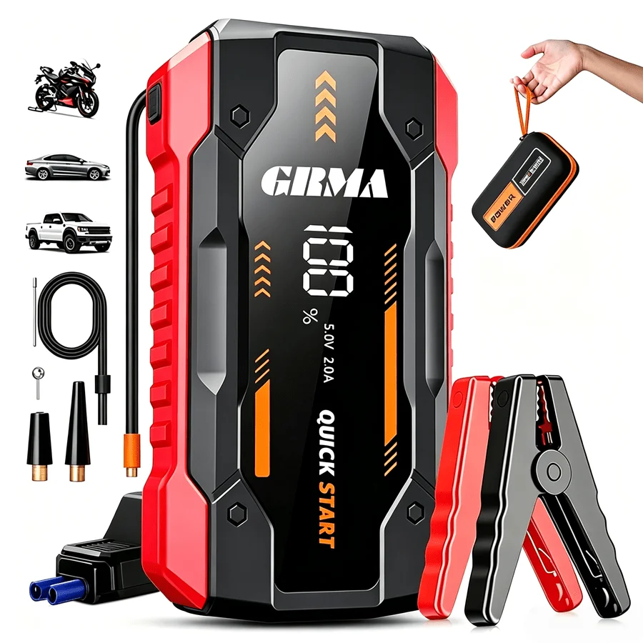10-In-1 Multi-Functional Emergency Start Power Supply , Portable Car Battery Starter, Digital , Suitable for 2.64 Gallon Gasoline Or 2.38 Gallon Diesel Battery, LED Emergency Light, Car Emergency Tool
10-In-1 Multi-Functional Emergency Start Power Supply , Portable Car Battery Starter, Digital , Suitable for 2.64 Gallon Gasoline Or 2.38 Gallon Diesel Battery, LED Emergency Light, Car Emergency Tool