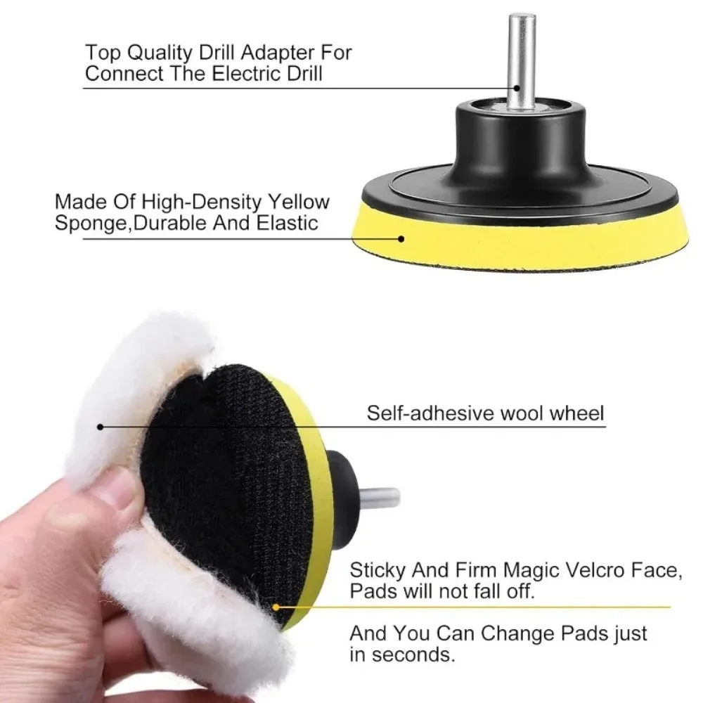 8 Pack 125mm for Drill Professional Wool Polishing Pads with M10 Drill Adapter Wool Polishing Buffing Pad Car Polishing Pads
8 Pack 125mm for Drill Professional Wool Polishing Pads with M10 Drill Adapter Wool Polishing Buffing Pad Car Polishing Pads