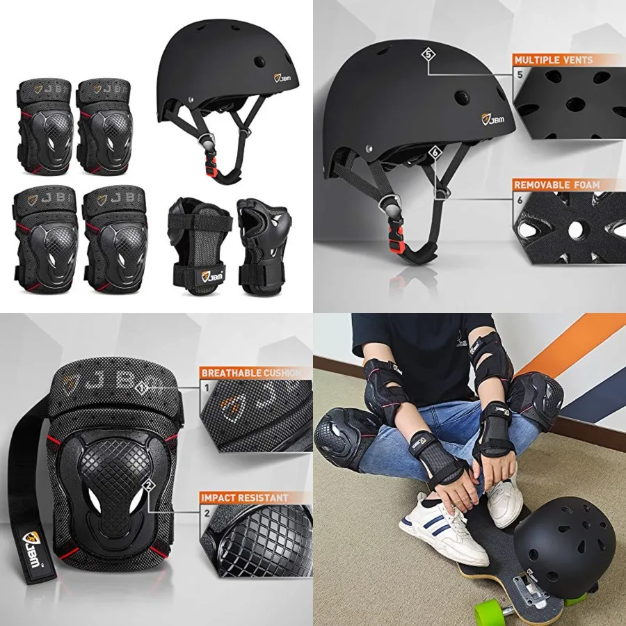 Adult Kid Skating Protective Gear Set Sktaeboard Helmet Knee and Elbow Pads with Wrist Guards for Inline Roller Skating, Scoote
Adult Kid Skating Protective Gear Set Sktaeboard Helmet Knee and Elbow Pads with Wrist Guards for Inline Roller Skating, Scoote