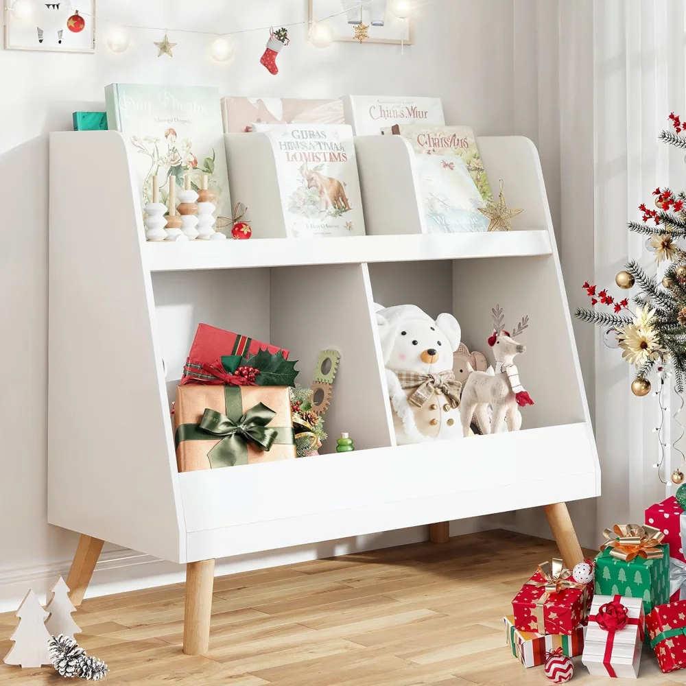 Kids Bookshelf and Toy Organizer,5 Cubbies Wooden Open Bookcase, 2-Tier Baby Storage Display with Legs,Free Standing Bookshelf
Kids Bookshelf and Toy Organizer,5 Cubbies Wooden Open Bookcase, 2-Tier Baby Storage Display with Legs,Free Standing Bookshelf