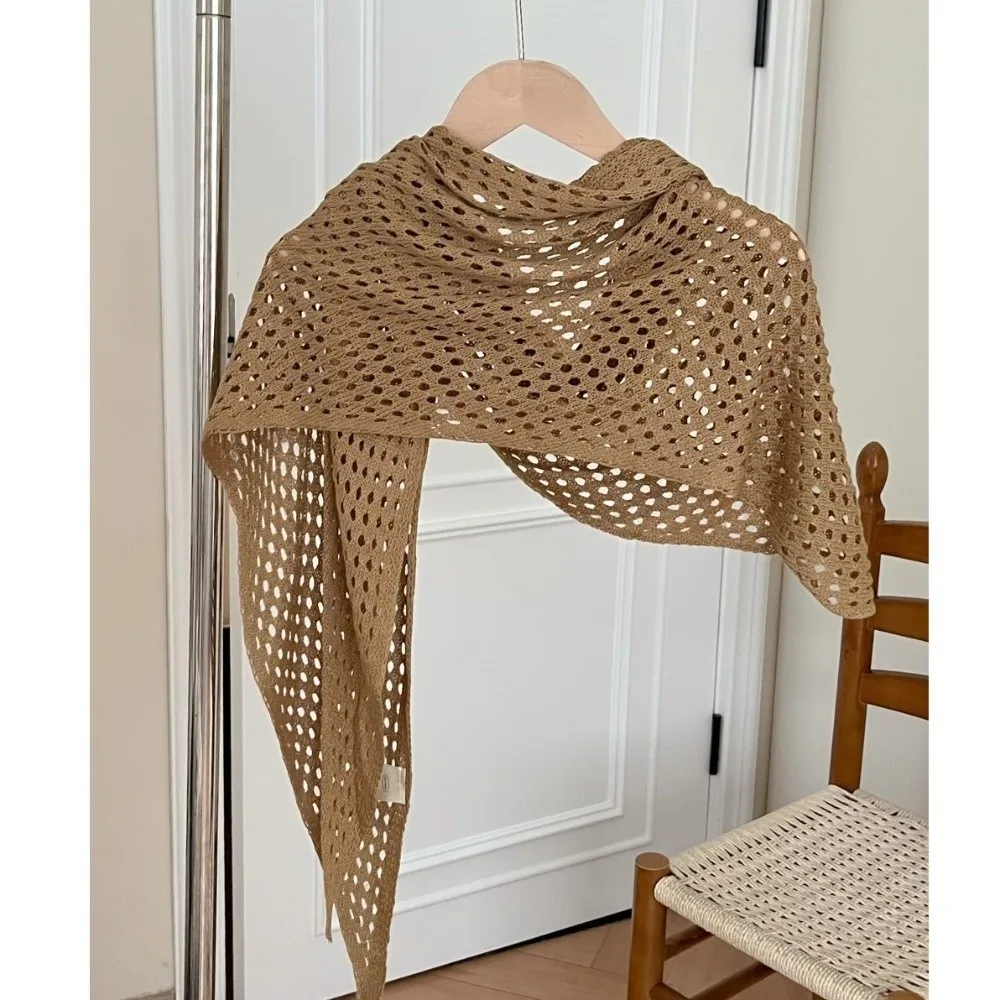 Stylish Hollow Out Triangle Scarf Shawl Solid Color Sun Protection Knitted Scarf Lightweight Breathable Women Shawl Wrap
Stylish Hollow Out Triangle Scarf Shawl Solid Color Sun Protection Knitted Scarf Lightweight Breathable Women Shawl Wrap
