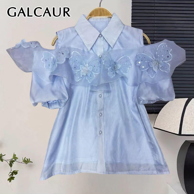 GALCAUR Solid Spilced Applique Elegant Shirts for Women Lapel Off Shoulder Patchwork Single Breasted Shirt Female Clothing New
GALCAUR Solid Spilced Applique Elegant Shirts for Women Lapel Off Shoulder Patchwork Single Breasted Shirt Female Clothing New