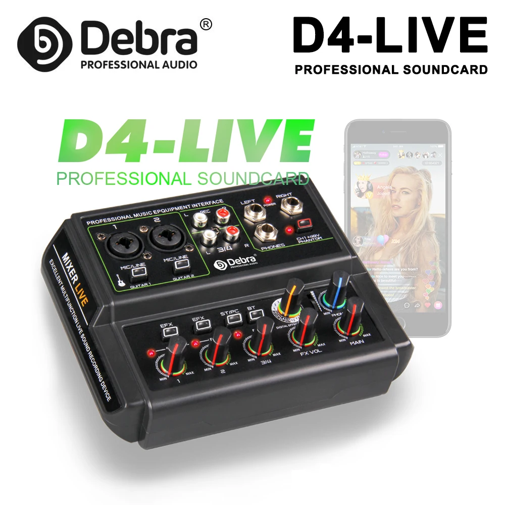 D4-Live 4-Channel Audio Reverb Live Sound Card with Bluetooth, 6.5mm Monitor Headphone Jack, 16 DSP Effects for Webcasting
D4-Live 4-Channel Audio Reverb Live Sound Card with Bluetooth, 6.5mm Monitor Headphone Jack, 16 DSP Effects for Webcasting