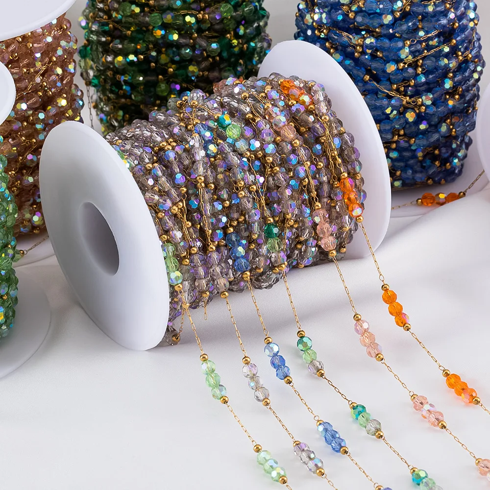 1-20 Meters Stainless Steel Colorful Crystal Spacer Beading Chain for DIY Jewelry Making Tassel Bracelet Necklace Accessories
1-20 Meters Stainless Steel Colorful Crystal Spacer Beading Chain for DIY Jewelry Making Tassel Bracelet Necklace Accessories