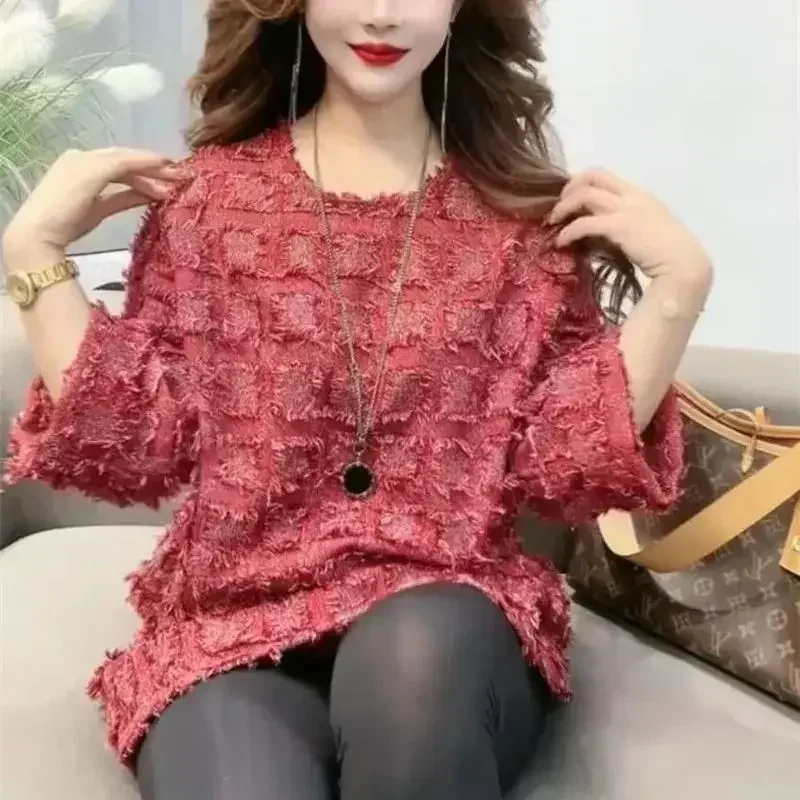 Fashion Small Fragrant Plaid Blouse Women Spring New Design 3/4 Sleeve Tassel Tops Stylish Loose Long Shirts Woman
Fashion Small Fragrant Plaid Blouse Women Spring New Design 3/4 Sleeve Tassel Tops Stylish Loose Long Shirts Woman