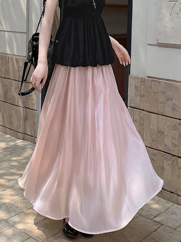 Pink Elastic Waist A-Line Midi Skirt Women's Spring Summer New Sle Inner Lined Long Skirt Commute Korean Sle Static-Free
Pink Elastic Waist A-Line Midi Skirt Women's Spring Summer New Sle Inner Lined Long Skirt Commute Korean Sle Static-Free