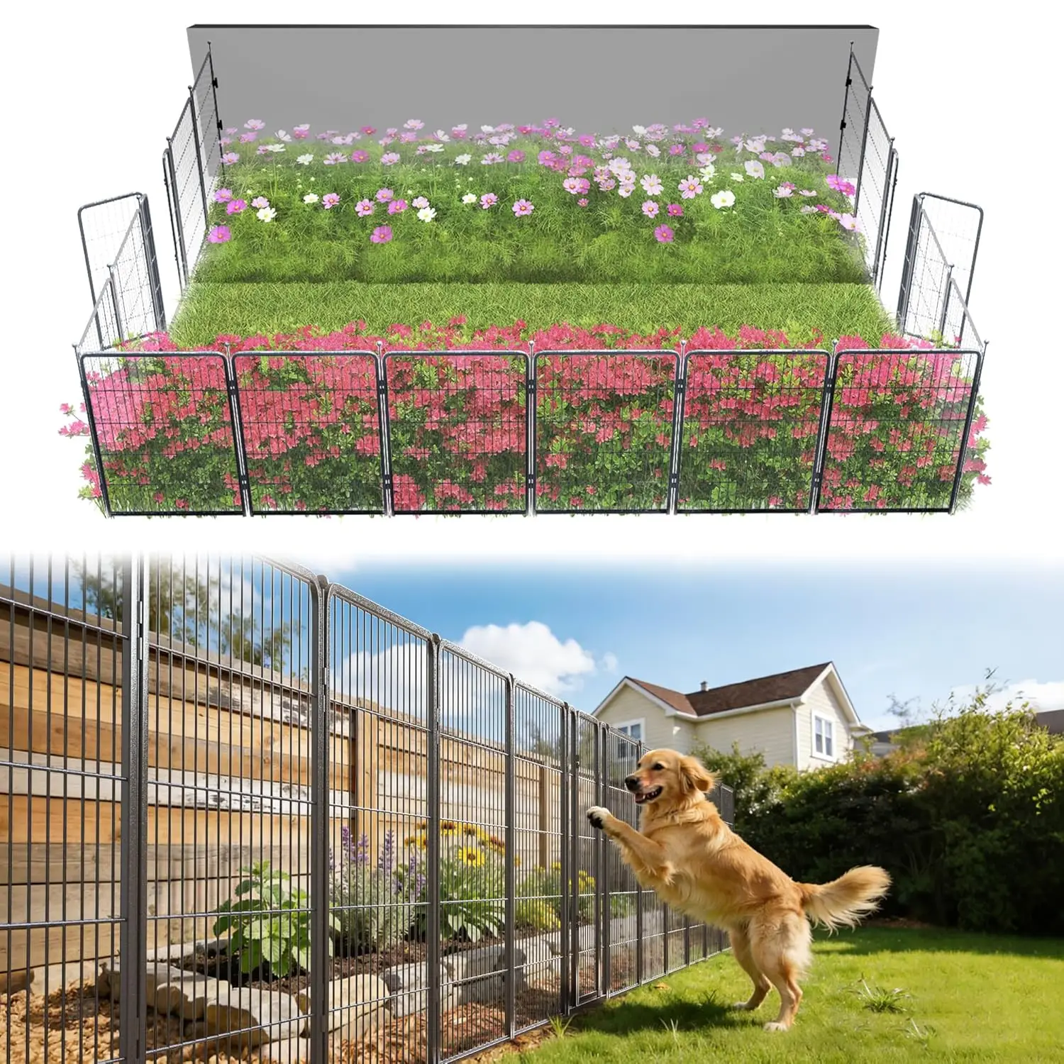 Garden Fence Outdoor for the Yard – 40in(H) x 36.4ft(L) Heavy Duty Metal Animal Barrier for Dog, No Dig Decorative, Customized
Garden Fence Outdoor for the Yard – 40in(H) x 36.4ft(L) Heavy Duty Metal Animal Barrier for Dog, No Dig Decorative, Customized