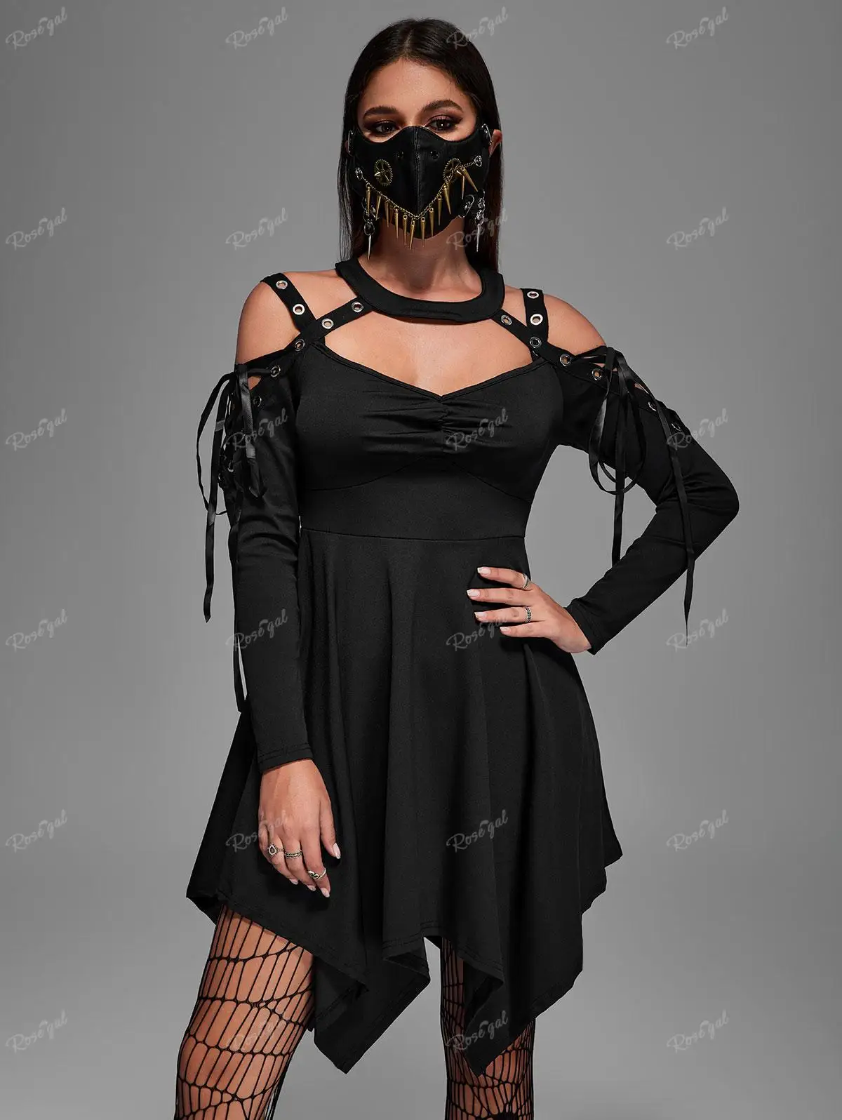 ROSEGAL Plus Size Gothic Asymmetrical Women's Clothing Long Tops Choker Lace Up Cutout Dress Black Tees Dual Use
ROSEGAL Plus Size Gothic Asymmetrical Women's Clothing Long Tops Choker Lace Up Cutout Dress Black Tees Dual Use