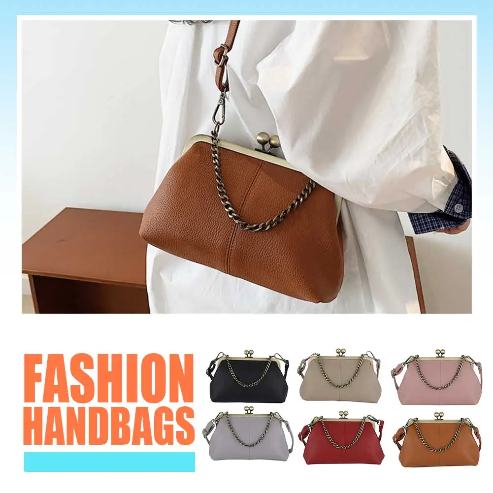 Vintage Kiss Lock Shoulder Bag PU Leather Handbag with Adjustable Strap Evening Clutch Purse for Women Work Shopping Travel
Vintage Kiss Lock Shoulder Bag PU Leather Handbag with Adjustable Strap Evening Clutch Purse for Women Work Shopping Travel