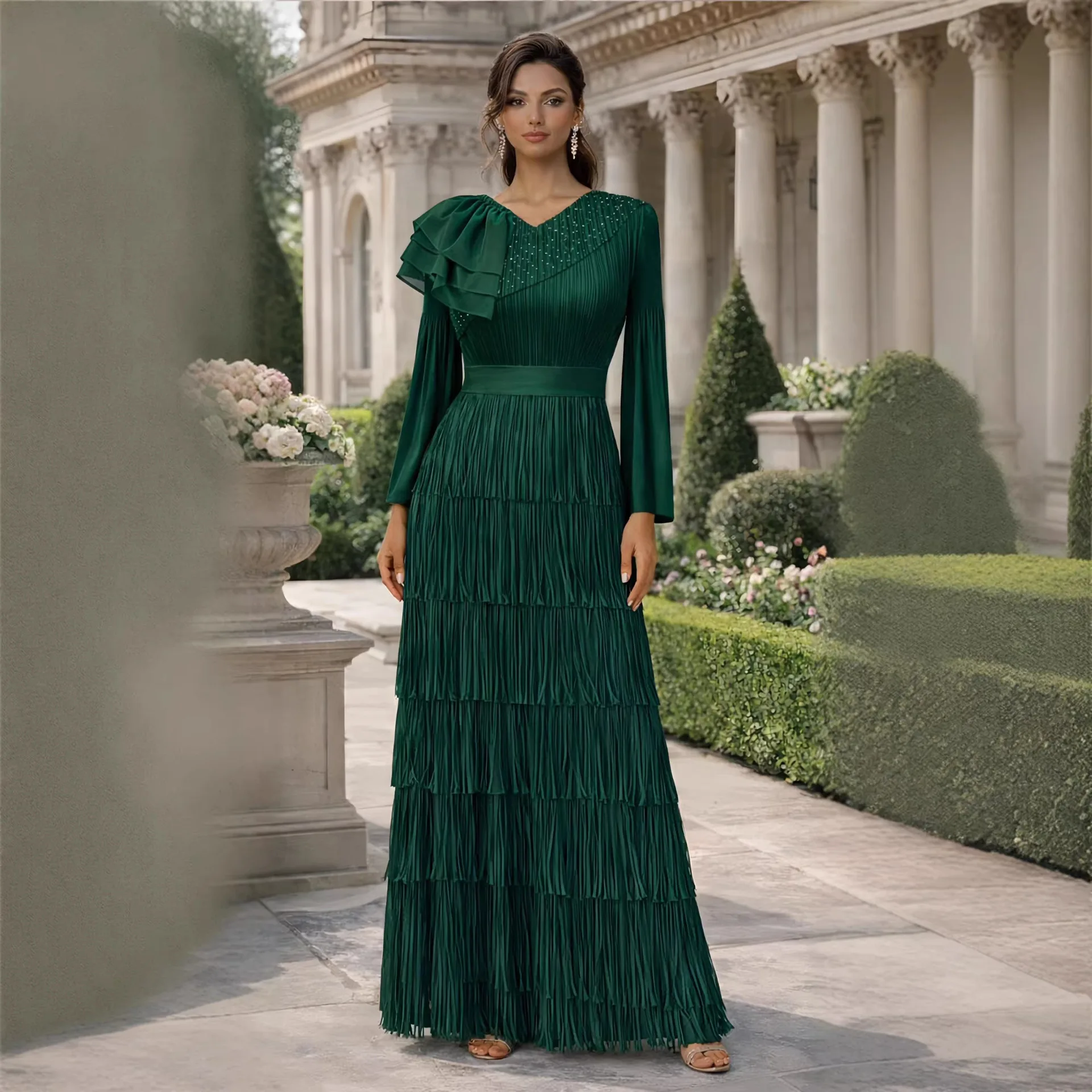 Miyake Loose Women's Pleated Casual Skirt Solid Color Long Sleeve Fringe V-Neck Fashion Dress 2026 New
Miyake Loose Women's Pleated Casual Skirt Solid Color Long Sleeve Fringe V-Neck Fashion Dress 2026 New