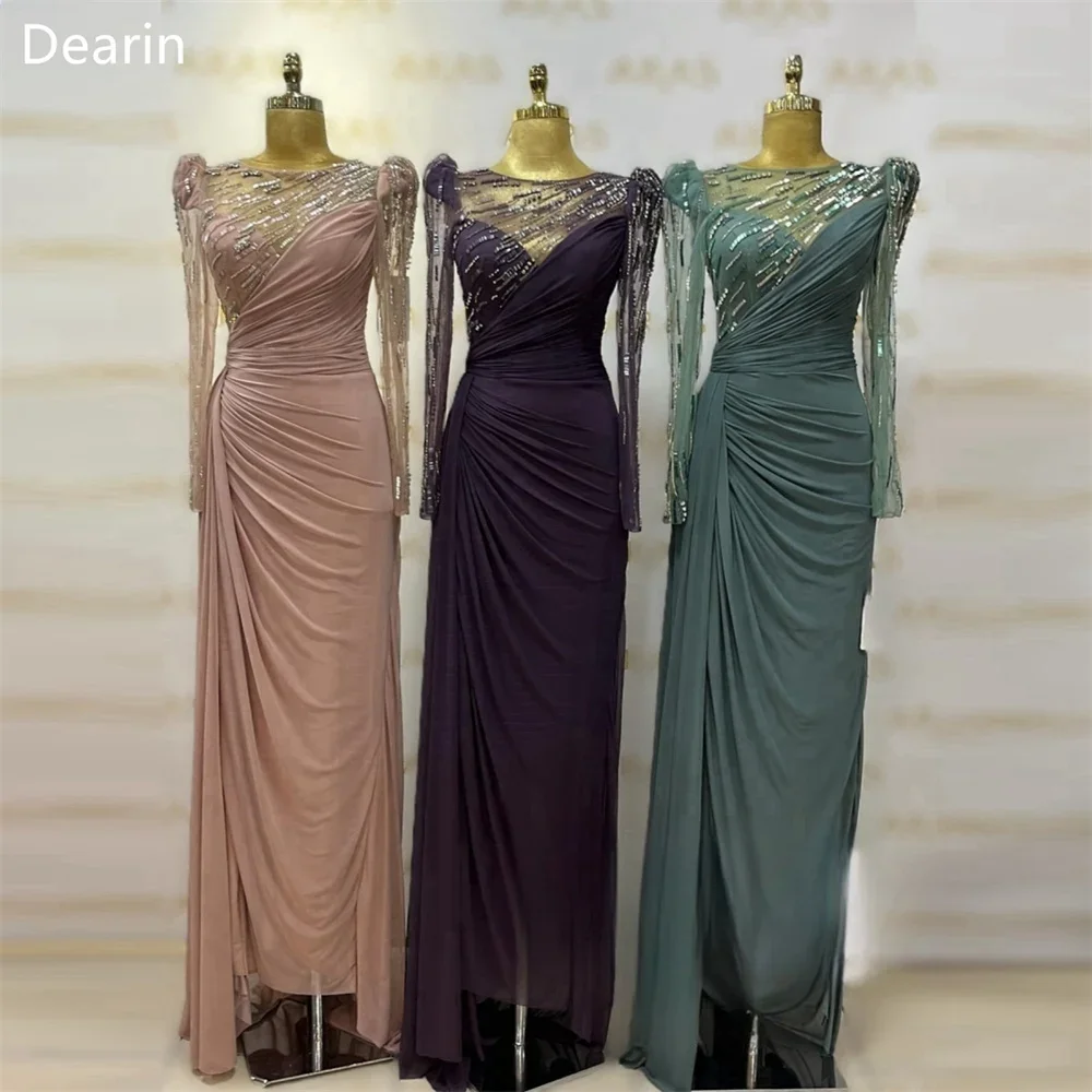 Customized Saudi Arabia Dearin Scoop Neckline Column Floor Length Sequin Knot Ruffle Tulle Bespoke Occasion Dresses Formal Gown
Customized Saudi Arabia Dearin Scoop Neckline Column Floor Length Sequin Knot Ruffle Tulle Bespoke Occasion Dresses Formal Gown
