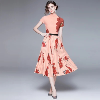 Vintage Stylish Runway Design Knitwear Pullovers Top & Floral Print Pleated Midi Skirts Suit Female 2 Pieces Sets Outfits Female
Vintage Stylish Runway Design Knitwear Pullovers Top & Floral Print Pleated Midi Skirts Suit Female 2 Pieces Sets Outfits Female