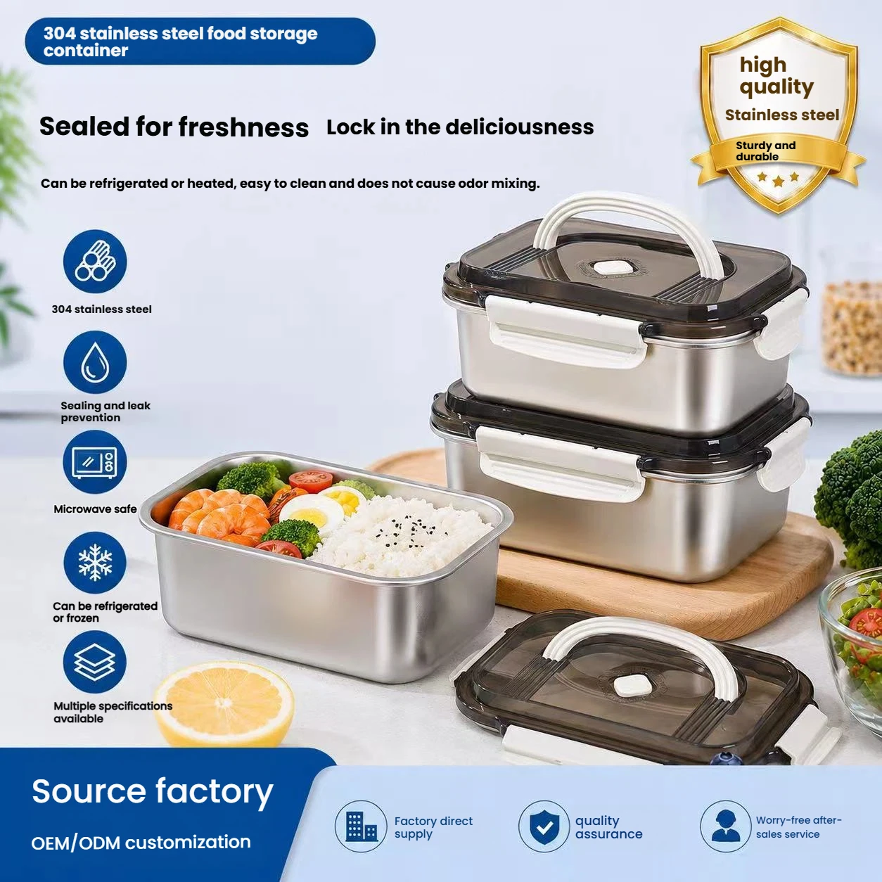 304 Stainless Steel Food Storage Box, Lunch Box, Food-grade Sealed Box, Lunch Storage Box, Fruit Bento Box, Food Storage
304 Stainless Steel Food Storage Box, Lunch Box, Food-grade Sealed Box, Lunch Storage Box, Fruit Bento Box, Food Storage