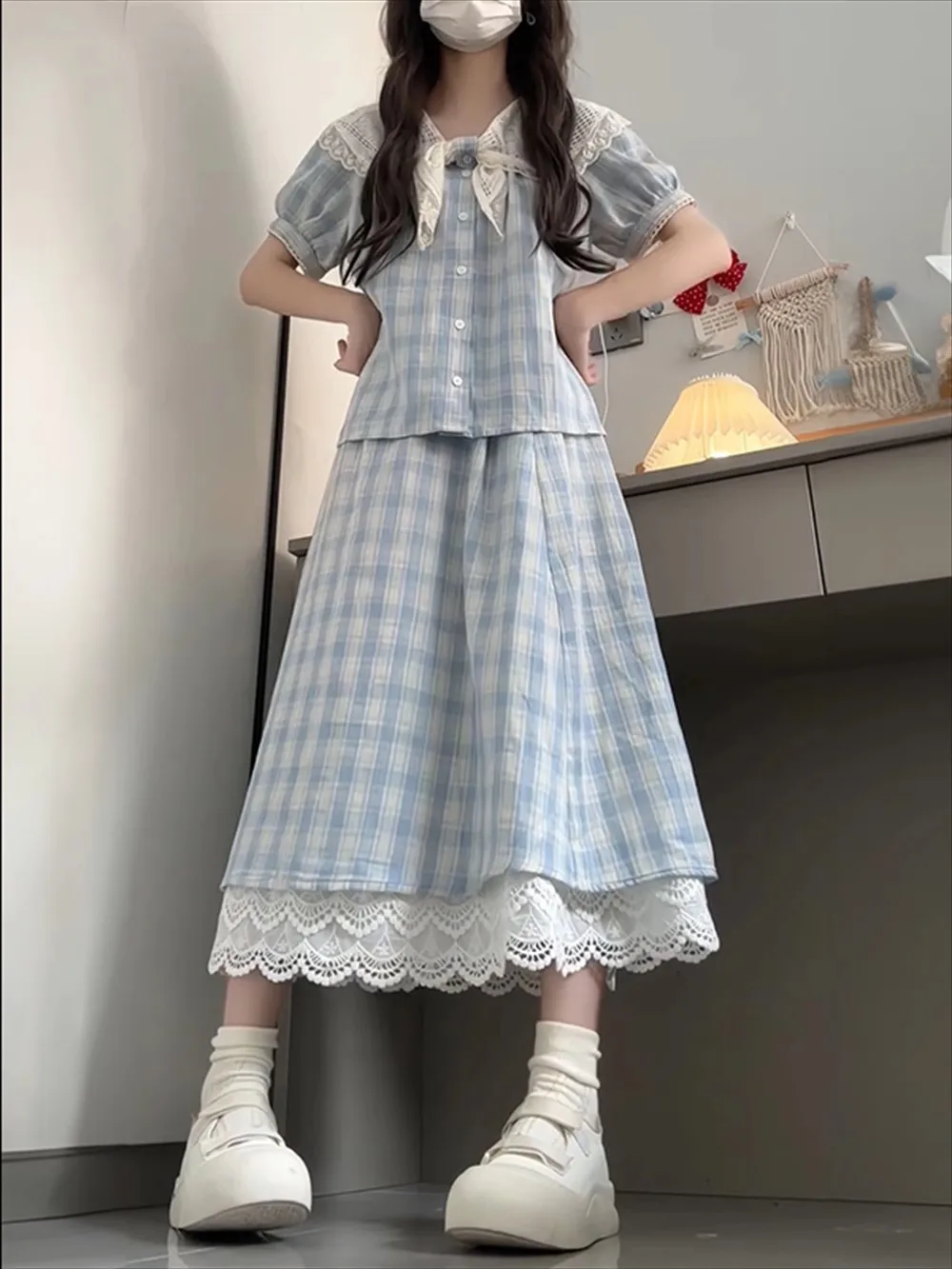 Sweet Preppy Blue Plaid Dress Women's Summer 2025 Waist-Cinching Long Dress Two-piece Set Fashionable Student Uniform Style
Sweet Preppy Blue Plaid Dress Women's Summer 2025 Waist-Cinching Long Dress Two-piece Set Fashionable Student Uniform Style