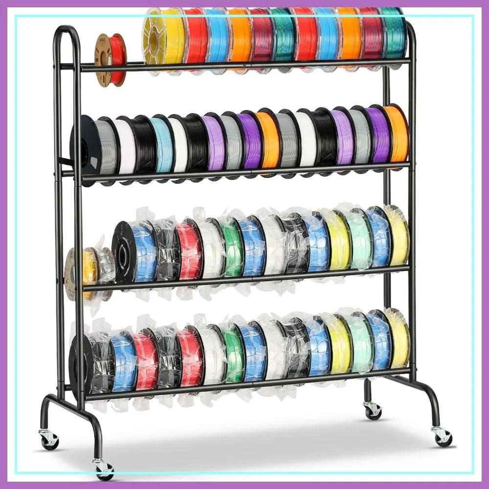 4-Tier Rolling Filament Spool Rack with Wheels, Heavy Duty Metal Shelf for 3D Printing Studio, Office Workshop
4-Tier Rolling Filament Spool Rack with Wheels, Heavy Duty Metal Shelf for 3D Printing Studio, Office Workshop