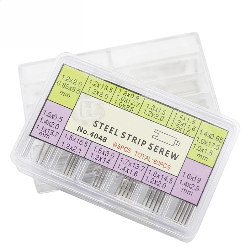 60pcs 12 Sizes Watch Band Link Pins Set Stainless Steel Universal Watch Strap Connecting Shaft Screw Assortment for Watch Repair
60pcs 12 Sizes Watch Band Link Pins Set Stainless Steel Universal Watch Strap Connecting Shaft Screw Assortment for Watch Repair