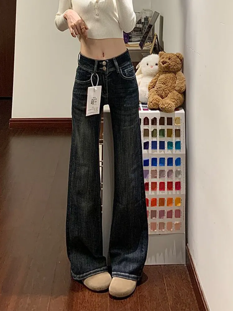 Винтажные расклешенные джинсы для женщин, новинка 2026, джинсовые брюки с высокой талией в американском стиле, однотонные повседневные облегающие брюки
Винтажные расклешенные джинсы для женщин, новинка 2026, джинсовые брюки с высокой талией в американском стиле, однотонные повседневные облегающие брюки