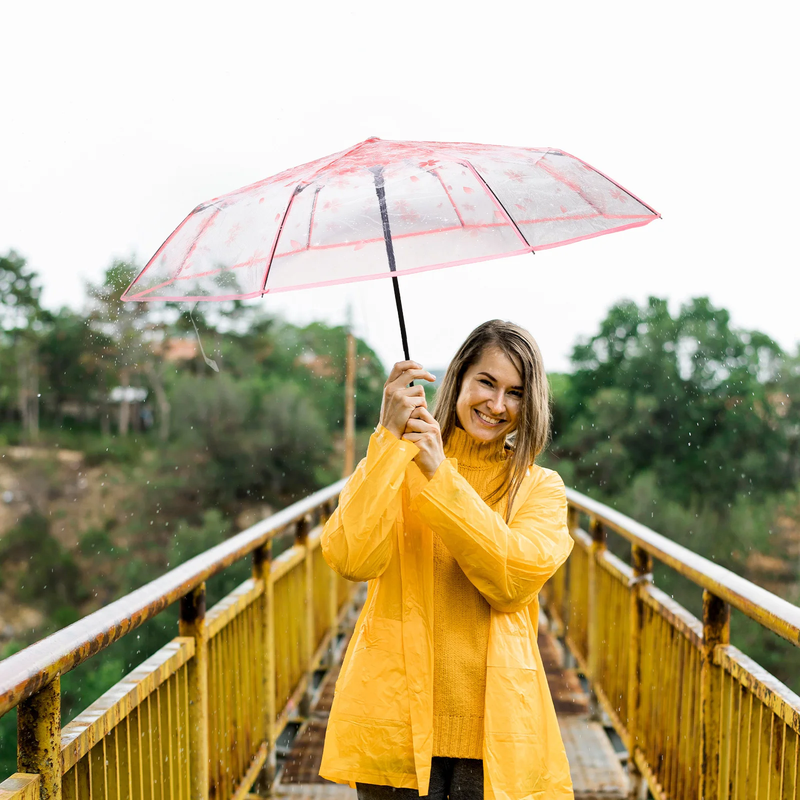 Прозрачный зонт вишневого цвета, компактный складной зонт от дождя и солнца, ветрозащитный портативный дорожный зонт для улицы
Прозрачный зонт вишневого цвета, компактный складной зонт от дождя и солнца, ветрозащитный портативный дорожный зонт для улицы