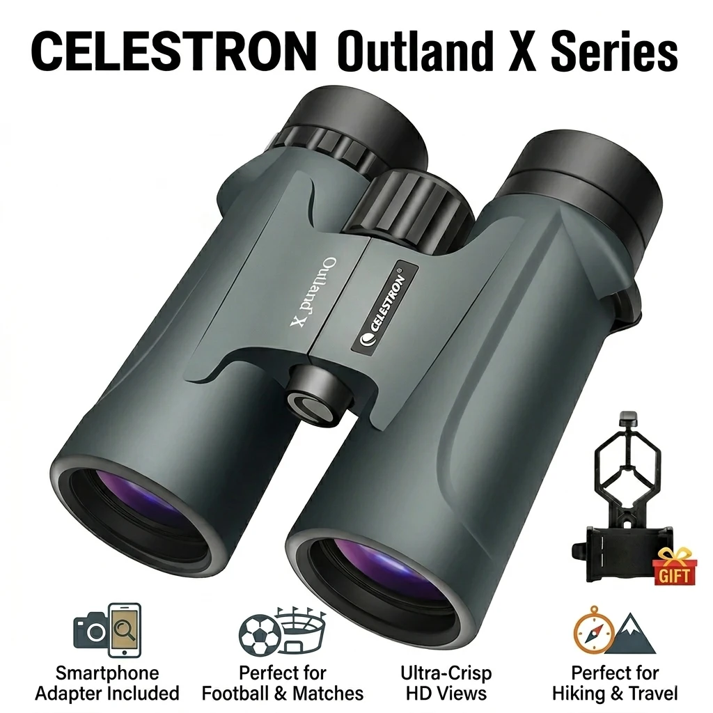 CELESTRON Outland X 8x42 10x42 Binoculars with Free Smartphone Adapter Professional HD Telescope for Hiking Travel Football Matc
CELESTRON Outland X 8x42 10x42 Binoculars with Free Smartphone Adapter Professional HD Telescope for Hiking Travel Football Matc