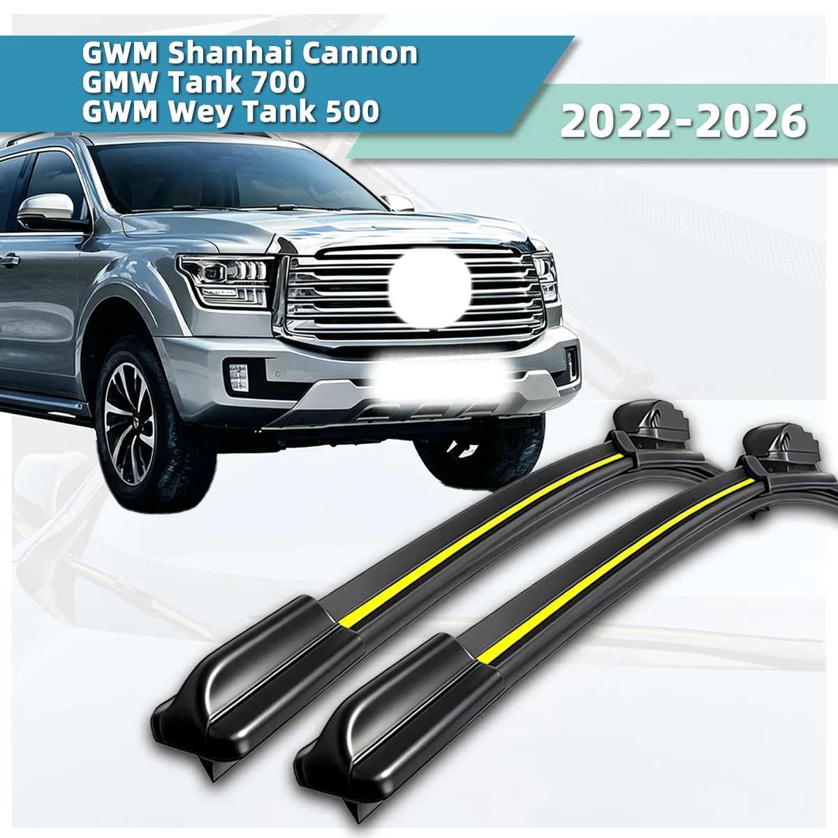 Fit For Great Wall GWM Shanhai Cannon/GWM Tank 700/GWM Wey Tank 500 (2022-2026) Wiper Blade Boneless Silent Car Front Wiper
Fit For Great Wall GWM Shanhai Cannon/GWM Tank 700/GWM Wey Tank 500 (2022-2026) Wiper Blade Boneless Silent Car Front Wiper