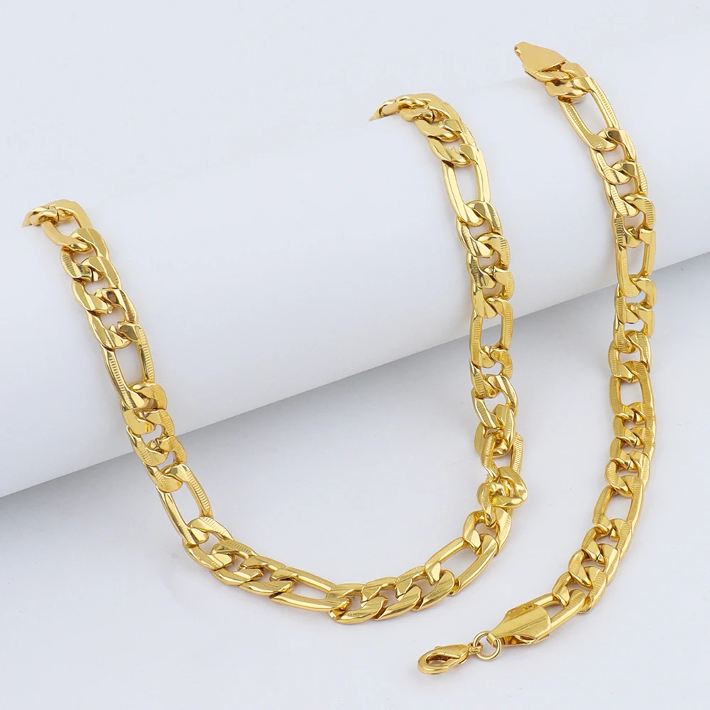 Stainless Steel Figaro Chain Cuban Link Necklace Bracelet For Men Women Aestethic Colar Choker Collar Gold Color fine Jewelrys
Stainless Steel Figaro Chain Cuban Link Necklace Bracelet For Men Women Aestethic Colar Choker Collar Gold Color fine Jewelrys
